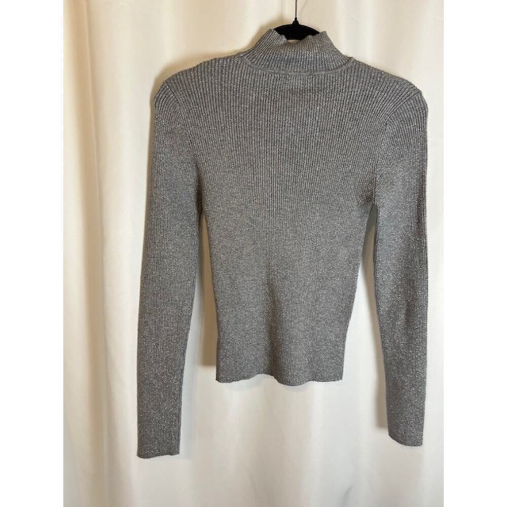 Steve Madden Metallic Silver/Gray Rib Mock Neck Sweater – Sz S - Picture 3 of 8